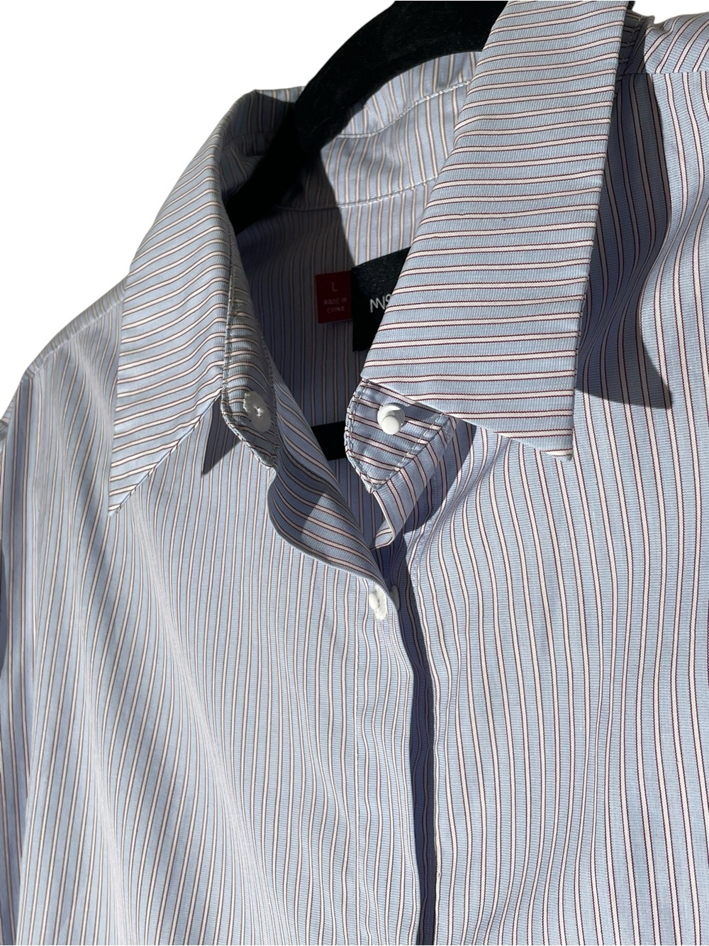 Misha Nonoo The Husband Long Sleeve Collared Cotton Button-Down Shirt Sz L Blue - Picture 5 of 13